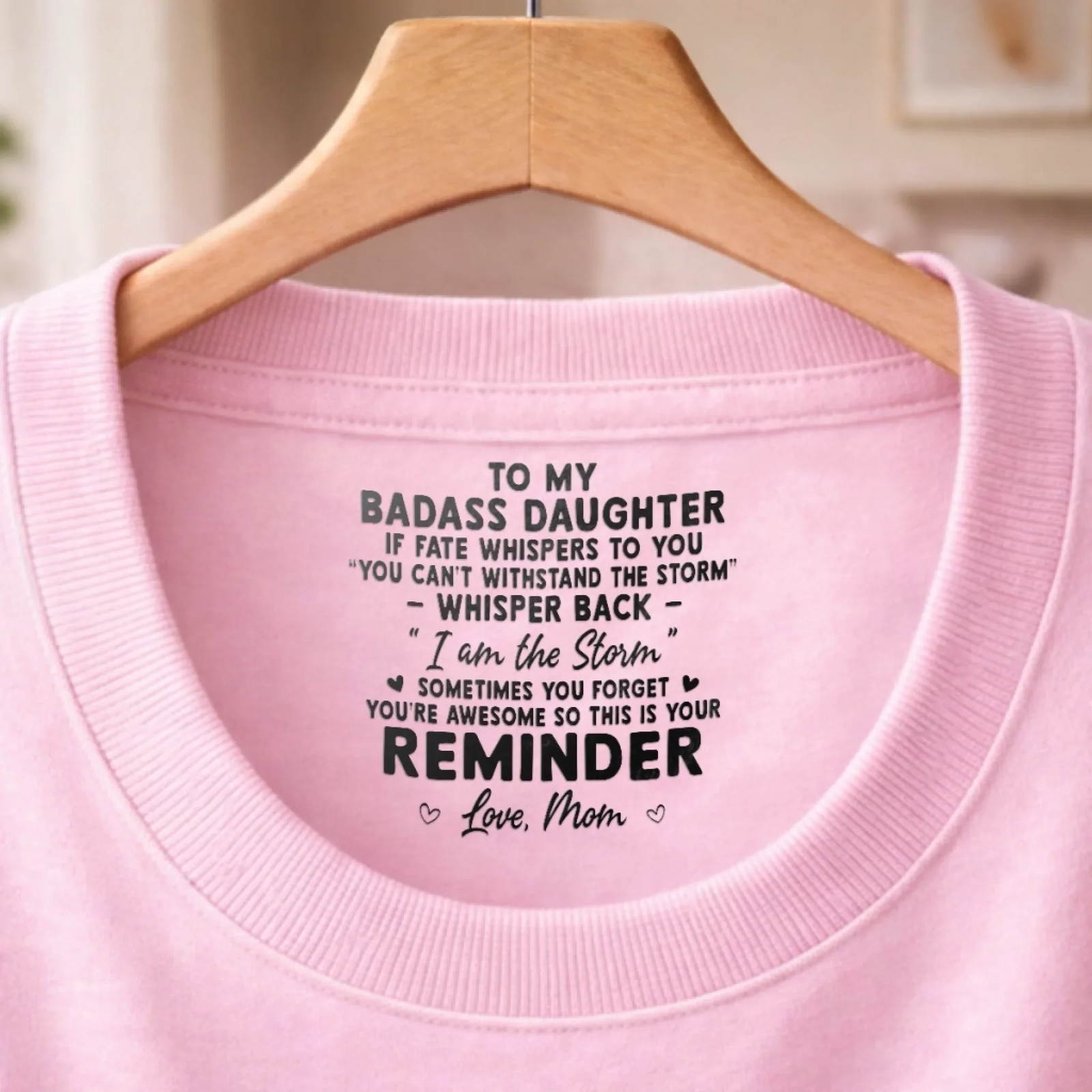 Loved Beyond Words For Daughter- Personalized Custom Inside Neck Print T-Shirt - Birthday Gifts For Daughter, Granddaughter
