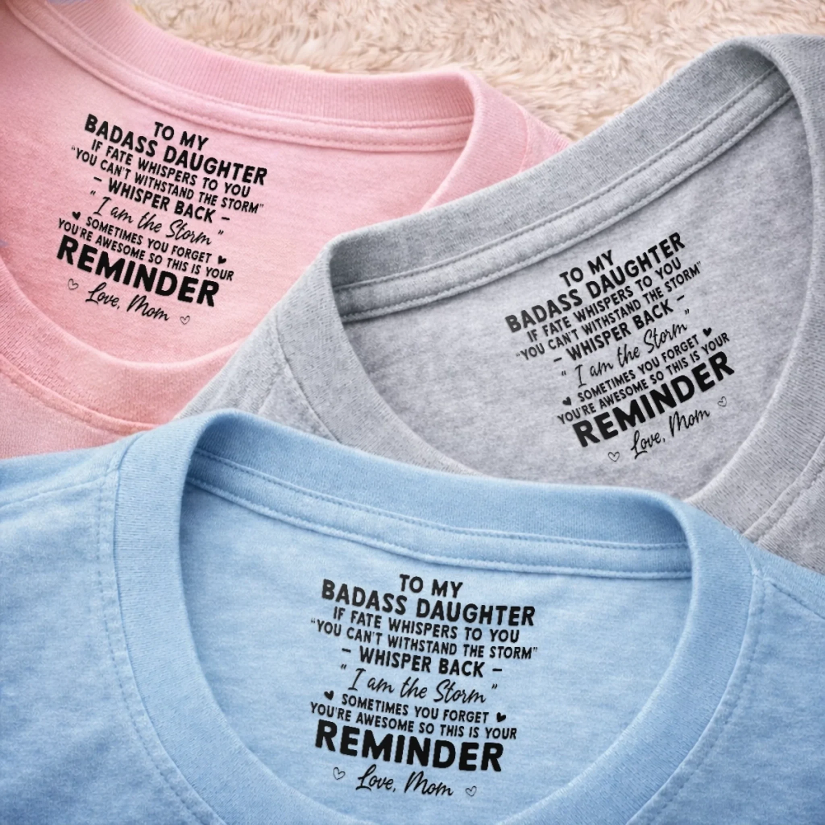 Loved Beyond Words For Daughter- Personalized Custom Inside Neck Print T-Shirt - Birthday Gifts For Daughter, Granddaughter
