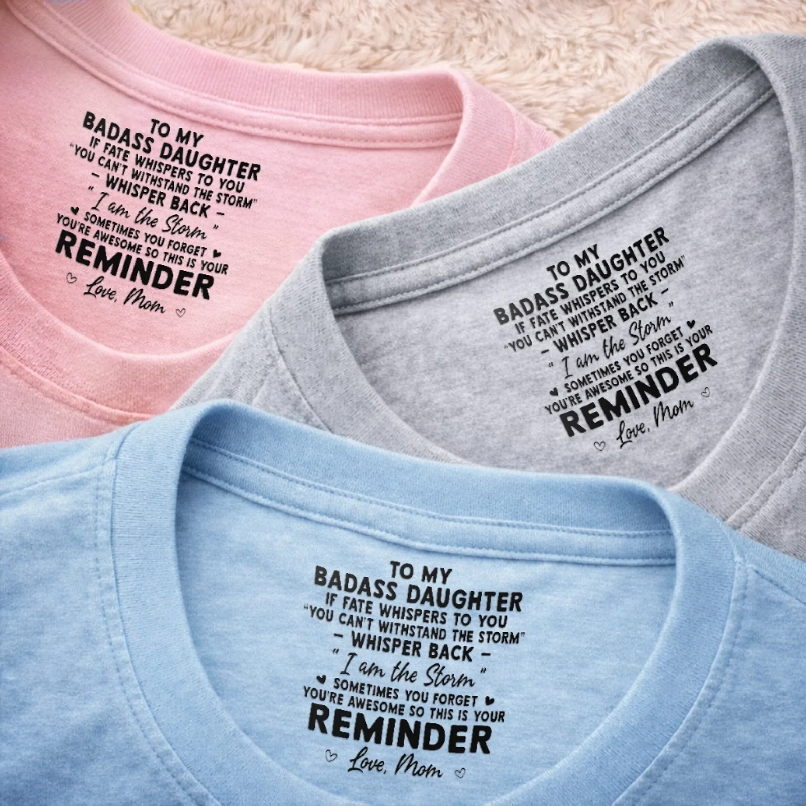 Loved Beyond Words For Daughter- Personalized Custom Inside Neck Print T-Shirt - Birthday Gifts For Daughter, Granddaughter