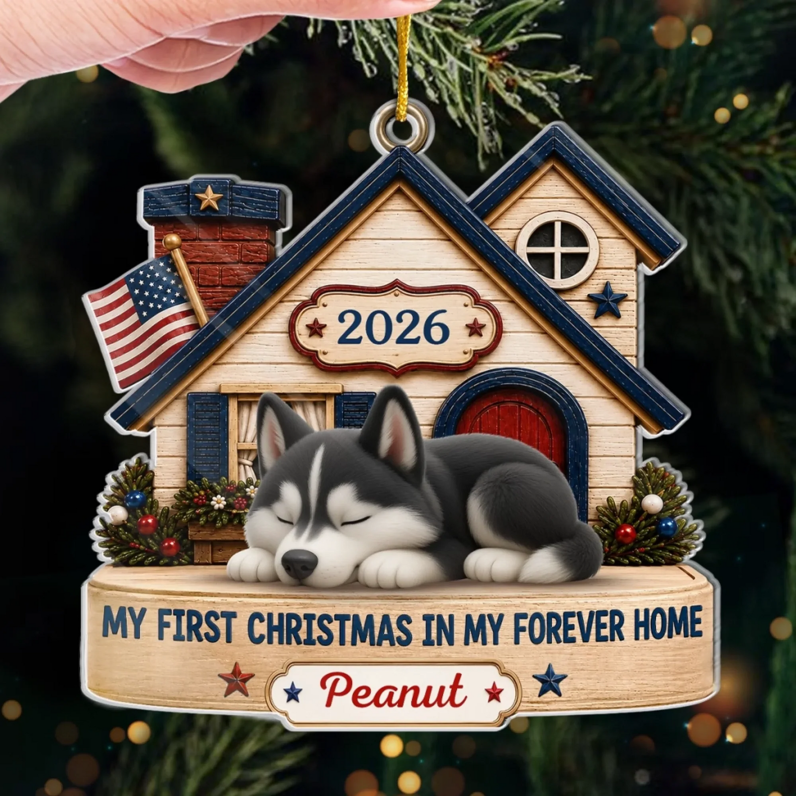 Loved In Forever Home Dog, Cat Lovers - Personalized Custom Shaped Acrylic Ornament - Christmas Gift for Dog Lovers, Cat Lovers, Pet Lovers