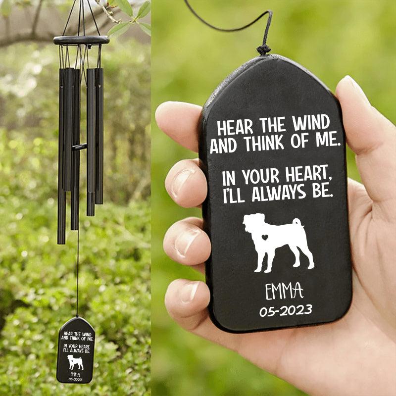 In Your Heart I'll Always Be Dog Memorial personalized wind chime, main view