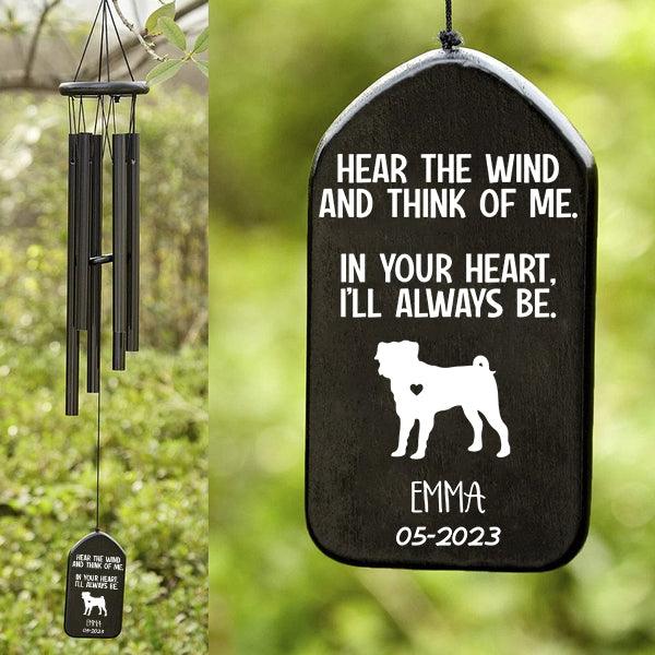 In Your Heart I'll Always Be Dog Memorial personalized wind chime, alternate view 3