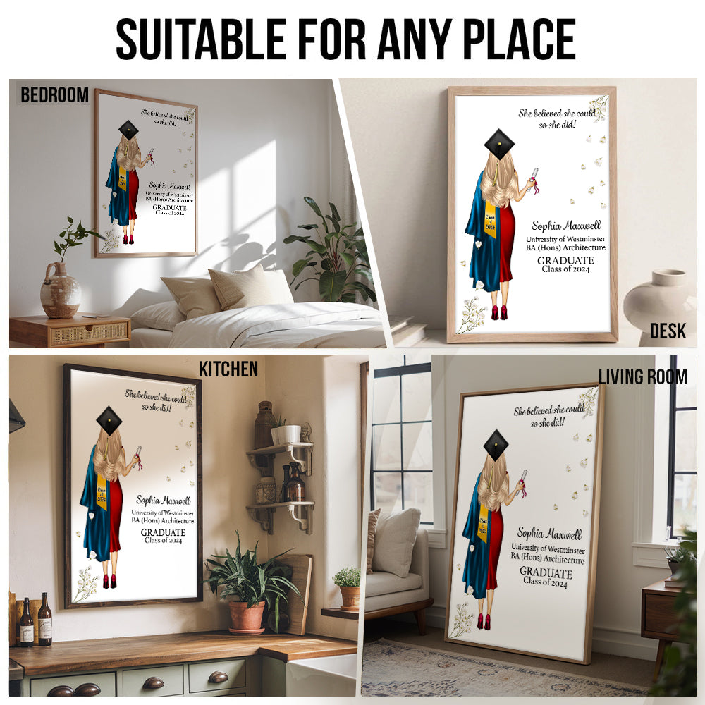 Personalized She Believed She Could So She Did poster, kitchen and living room