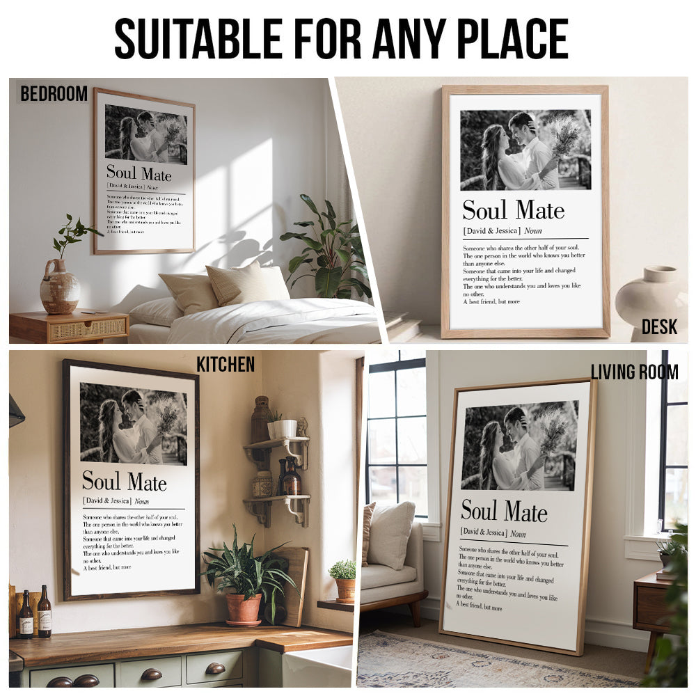 Custom Photo Soul Mate Defination poster, kitchen and living room