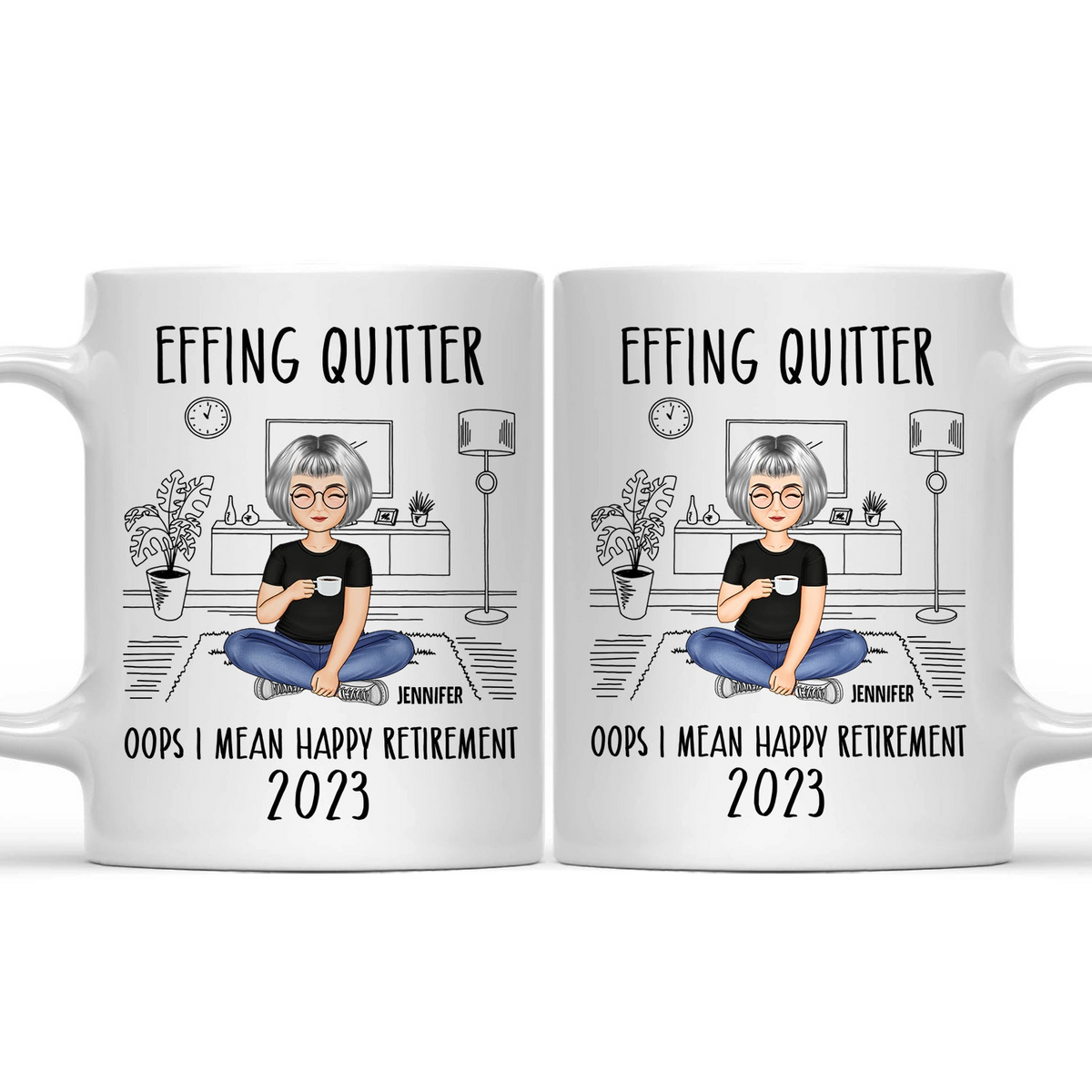 Retirement Quitter Happy Retirement - Personalized Custom Mug - Retirement Gift For Colleagues, Mom, Dad, Grandparent