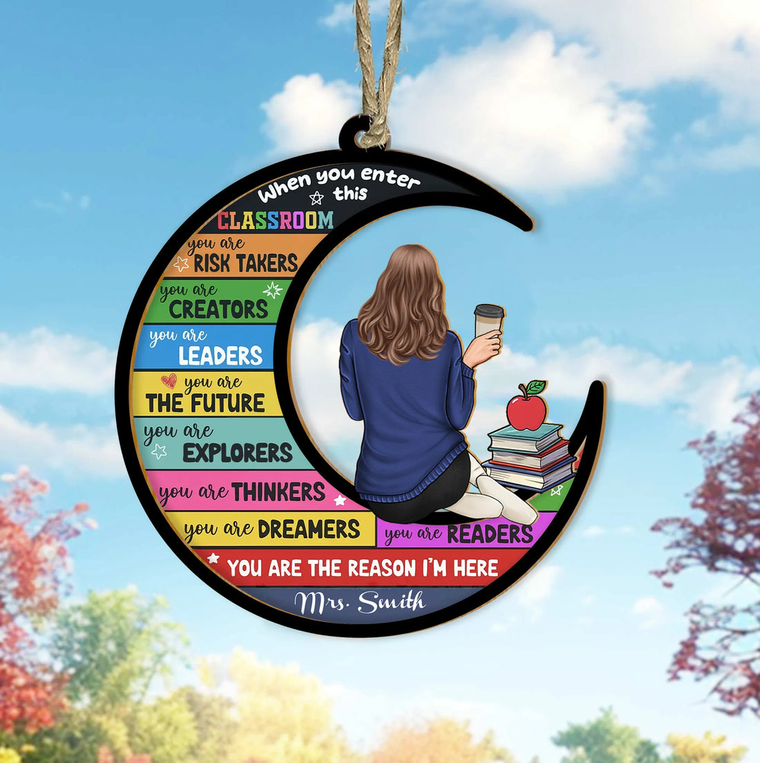 Personalized Teacher Appreciation Suncatcher Ornament, Custom, alternate view 5