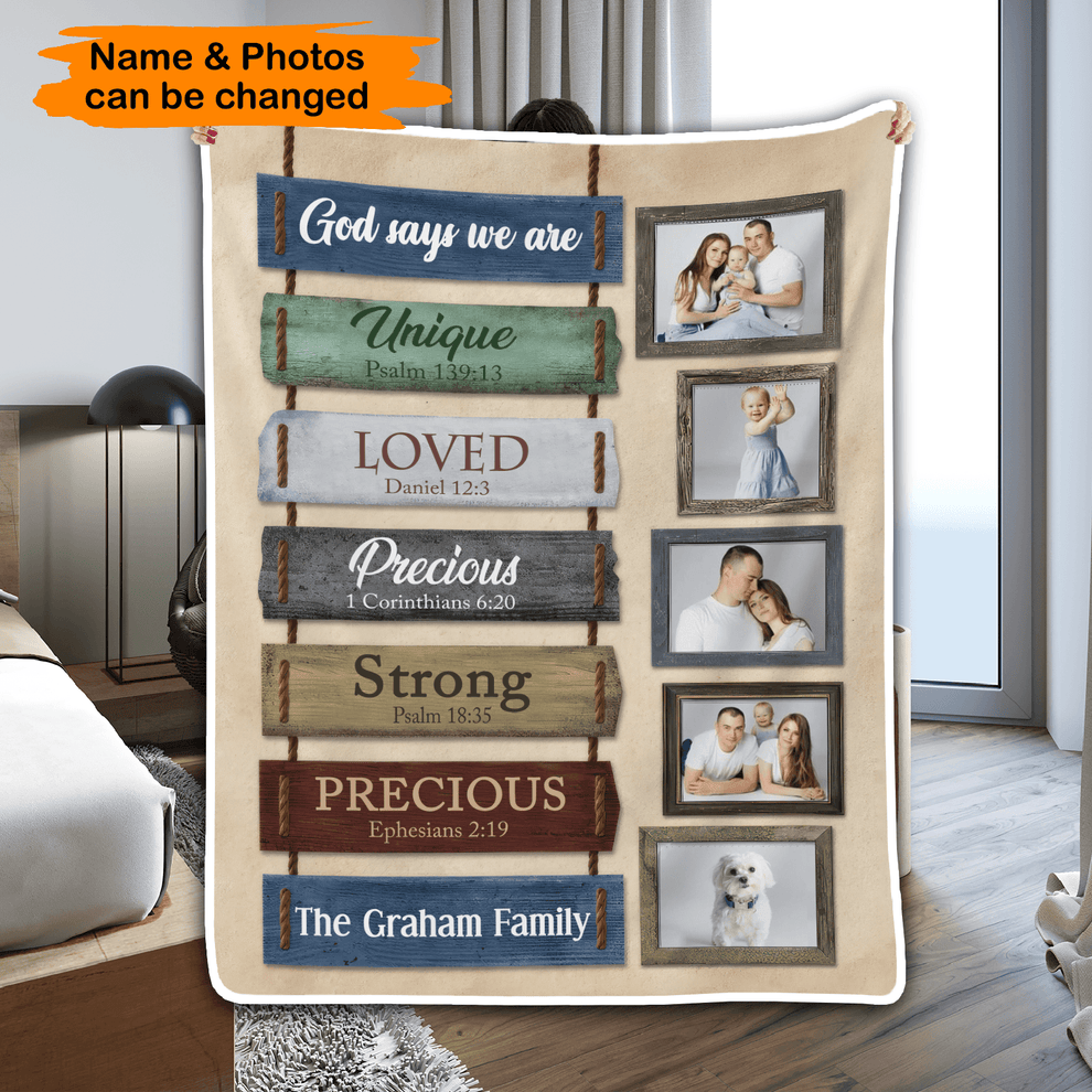 Personalized Photo Blanket for Family fleece blanket, product with name options