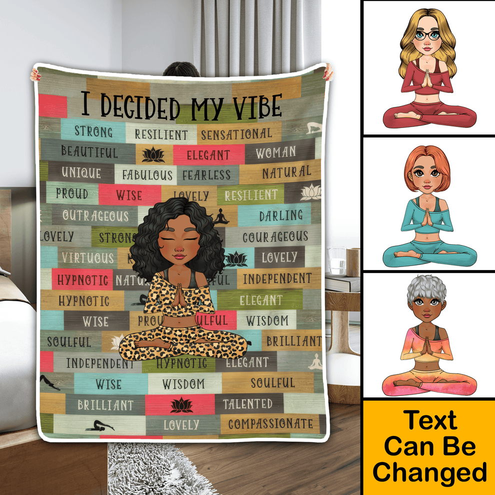 Personalized I Decided My Vibe fleece blanket, product with name options