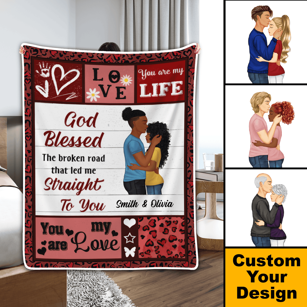 Custom Blanket for Couple fleece blanket, product with name options