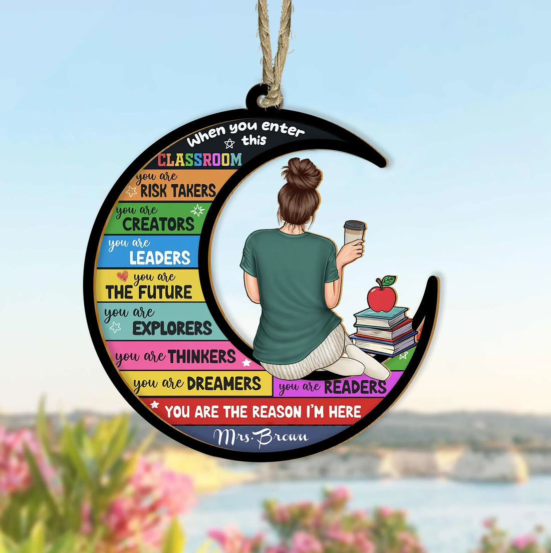 Personalized Teacher Appreciation Suncatcher Ornament, Custom, alternate view 4