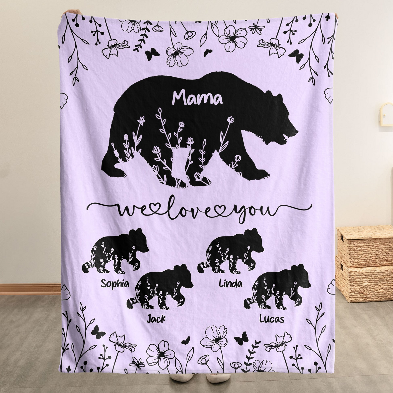 Mama Bear We Love You - Personalized Custom Blanket - Gift For Mom, Mama, Mommy, Grandma