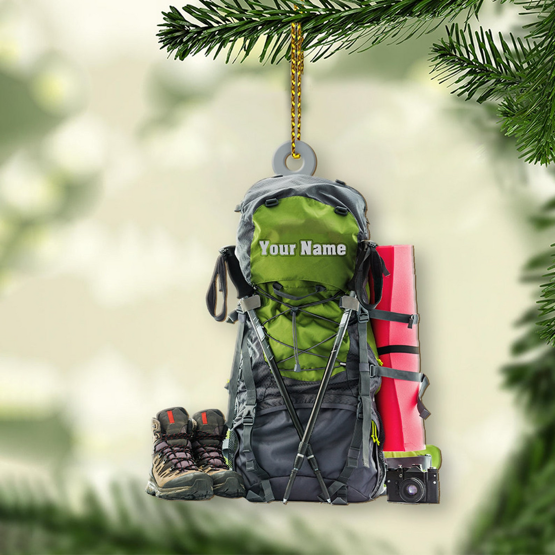 Personalized Hiking Bag Christmas Ornament, Camping Lover Gift, Hiking Lover Ornament 2026, Keepsake Gift For Camper, Hiking Decor Gift