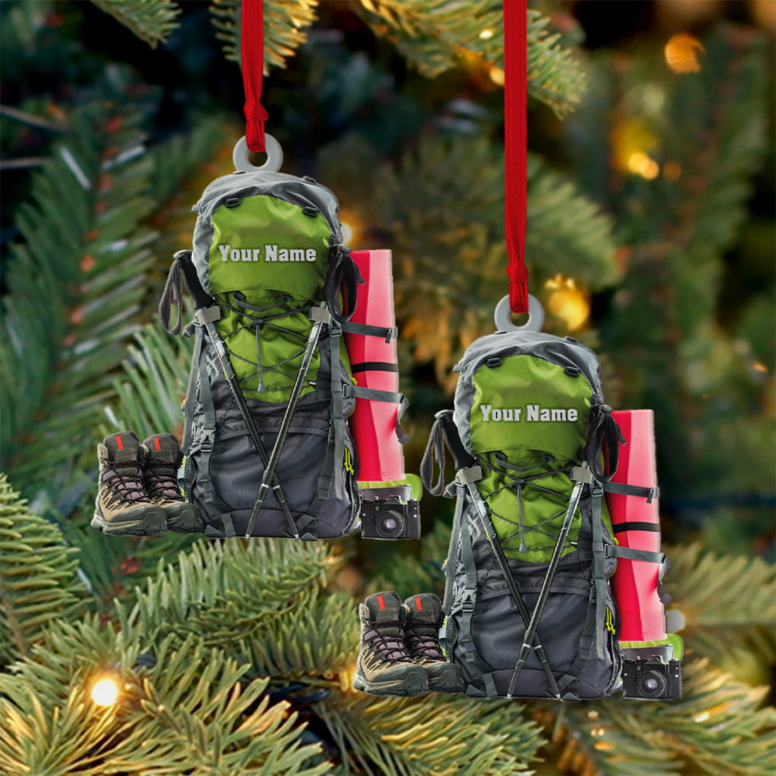 Personalized Hiking Bag Christmas Ornament, Camping Lover Gift, Hiking Lover Ornament 2026, Keepsake Gift For Camper, Hiking Decor Gift