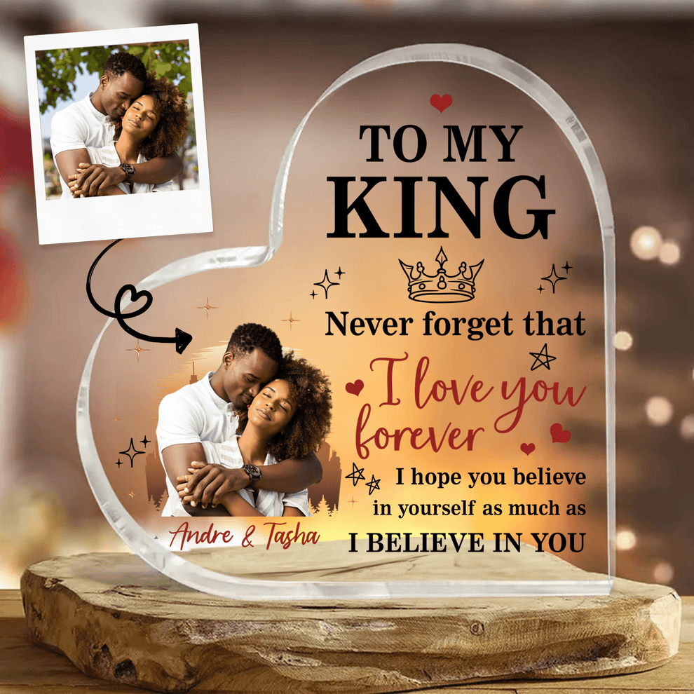 Personalized Heart-Shaped for Black Couple acrylic plaque-heart, main view