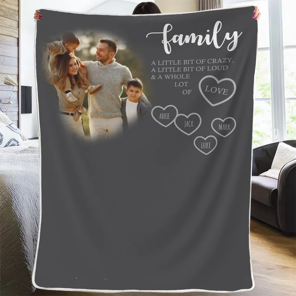 Personalized Family A Little Bit Of Crazy fleece blanket, product with name options