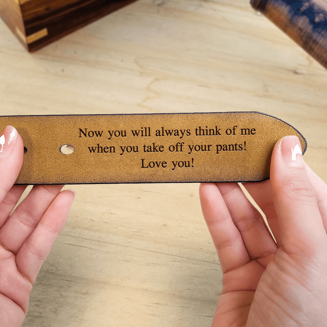 Personalized Engraved Leather Belt for Him, alternate view 7