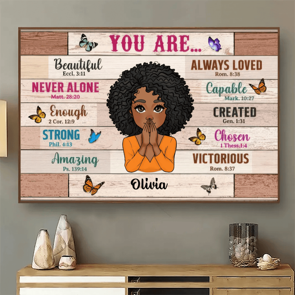 Personalized Custom Inspirational Wall Art canvas print, leaning against a wall on a wooden floor