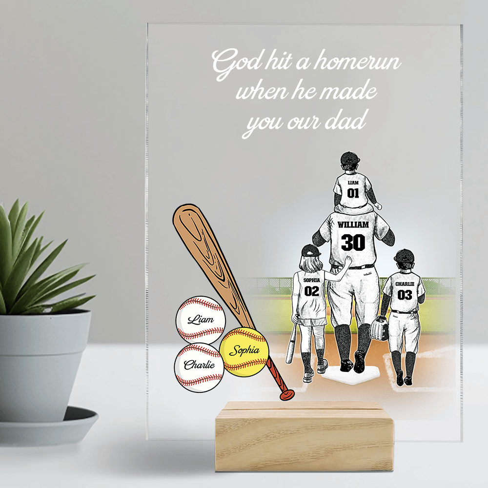 Custom Baseball/Softball Dad with Kids led light, alternate view 5