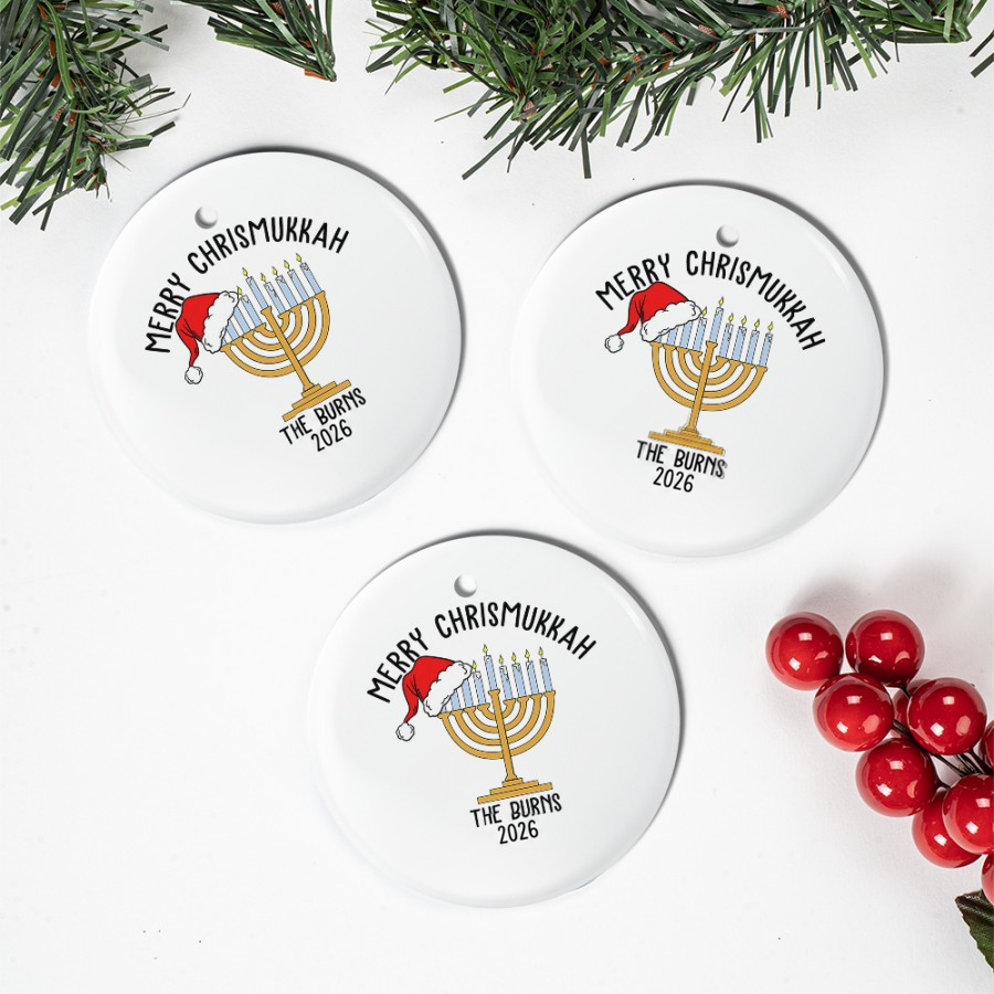 Christmas Hanukkah Ornament 2026 - Interfaith Family Gift Ideas, Jewish and Christian Family Decorations