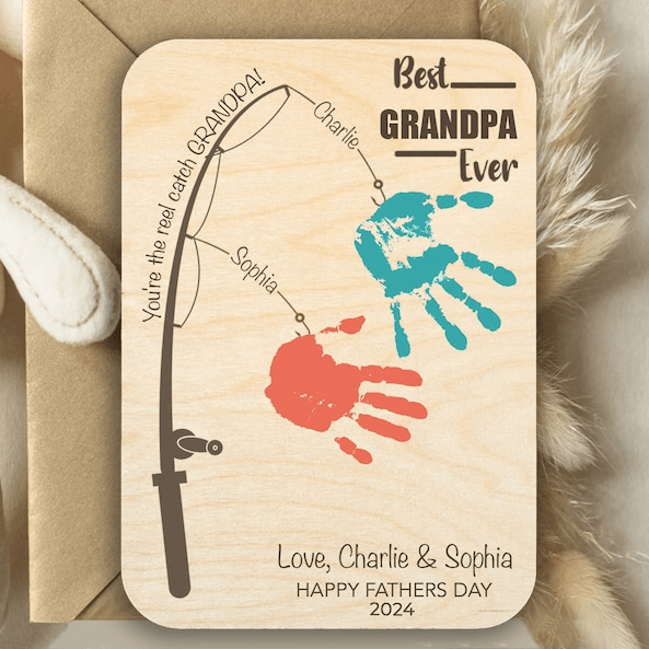 Personalized Fishing Handprint Sign wooden plaque, alternate view 3