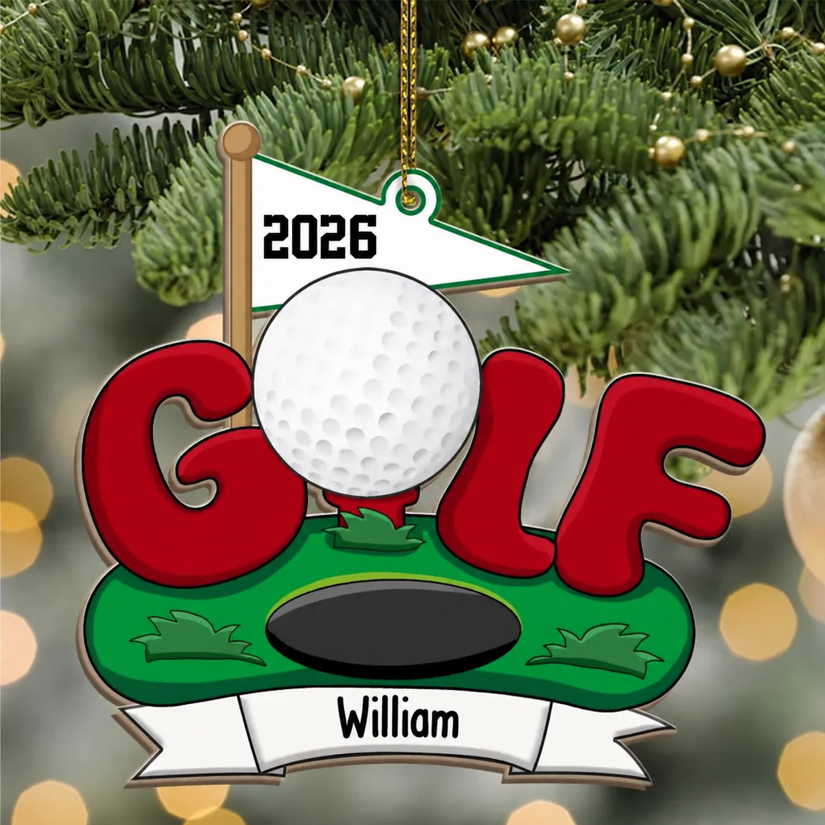 Golf Course 2026 - Personalized Christmas Gifts Custom Acrylic Ornament For Golf Lovers