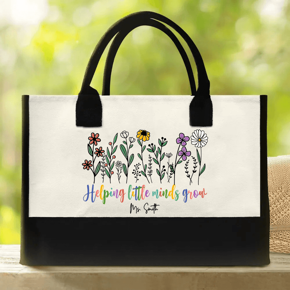Personalized Helping Little Minds Grow canvas tote bag, main view