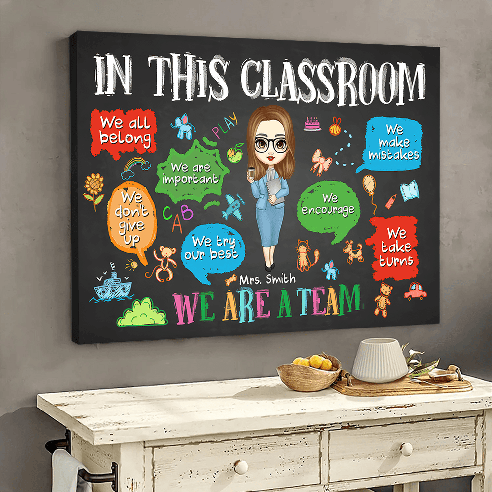 Personalized In This Classroom We Are A Team canvas, main view