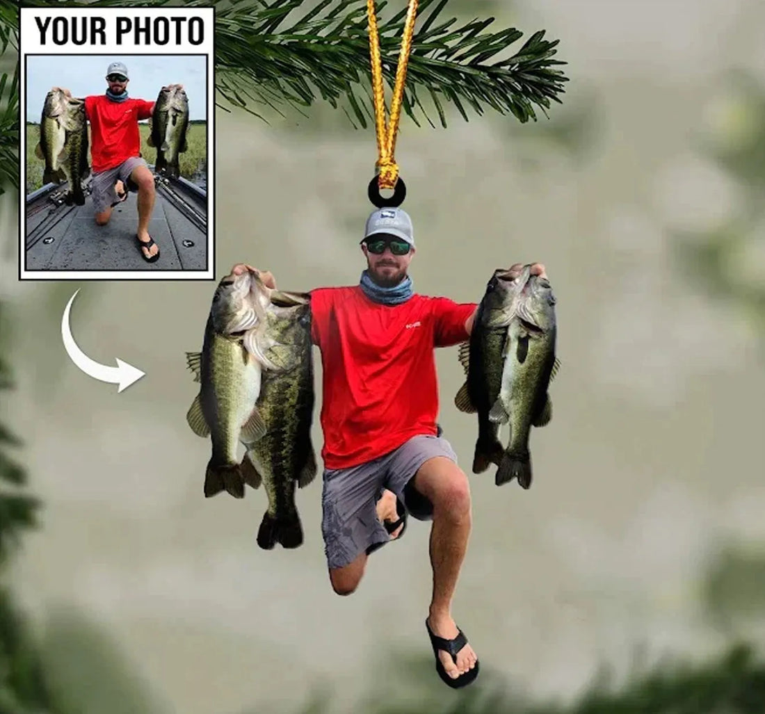 Custom Photo Fishing Ornament custom shaped acrylic ornament, alternate view 2