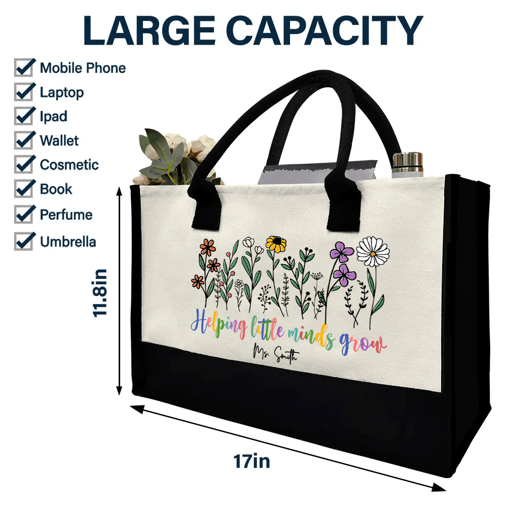 Personalized Helping Little Minds Grow canvas tote bag, alternate view 4