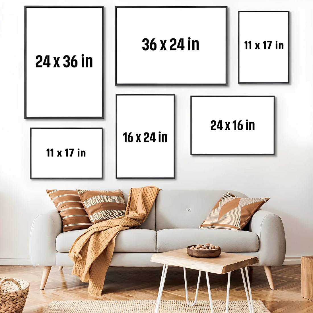 Personalized Together Since Husband Wife poster, framed in a bright living room