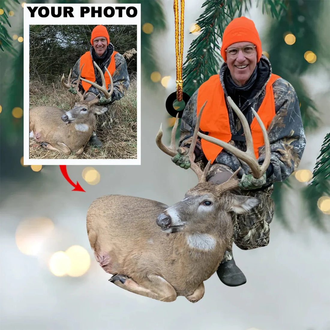 Custom Photo Hunting Ornament personalized custom shaped acrylic ornament, alternate view 7