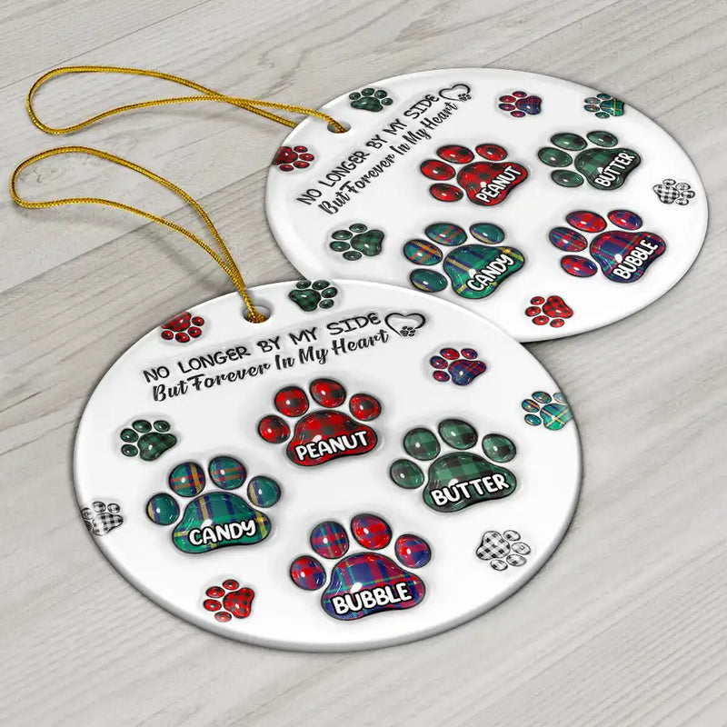 Memorial Dog Cat You Left Paw Prints On My Heart - 3D Inflated Effect Printed Ceramic Ornament - Sympathy Gift For Pet Owners, Pet Lovers