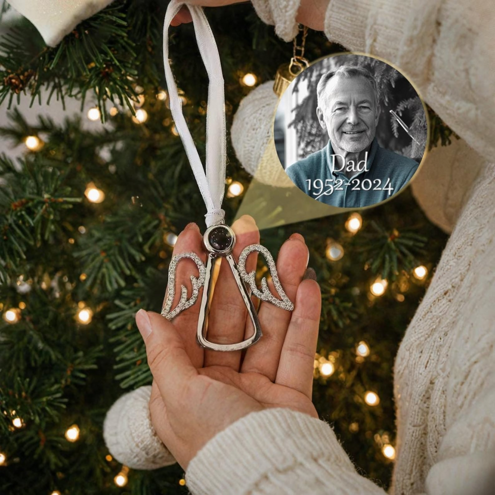 Angel Wings Photo Projection Ornament, Custom Memorial Gifts personalized projection, main view