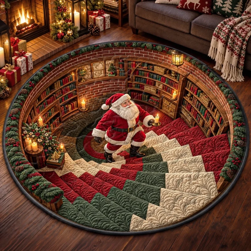 Merry Moments All Season - Personalized Quilted Round Mat - Christmas Gifts For Family, Mom, Dad, Brother, Sister
