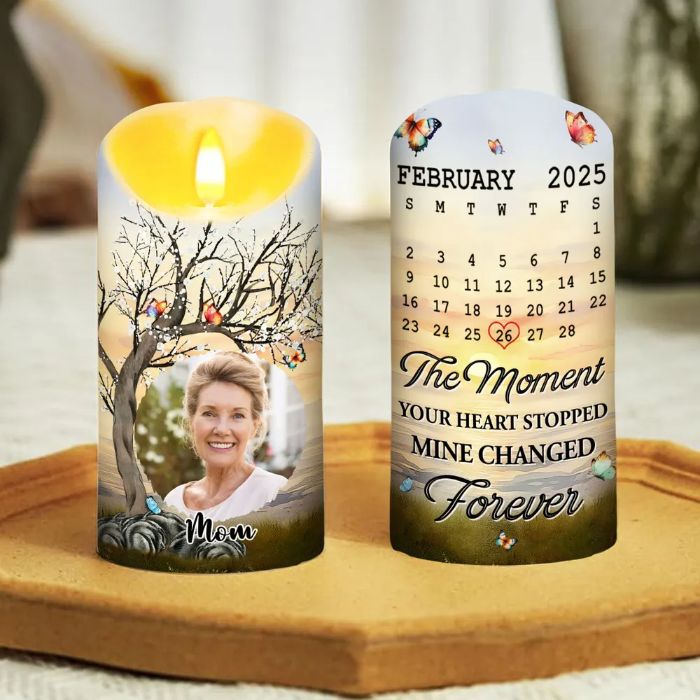 Custom Photo Mine Changed Forever Memorial personalized candle, alternate view 5