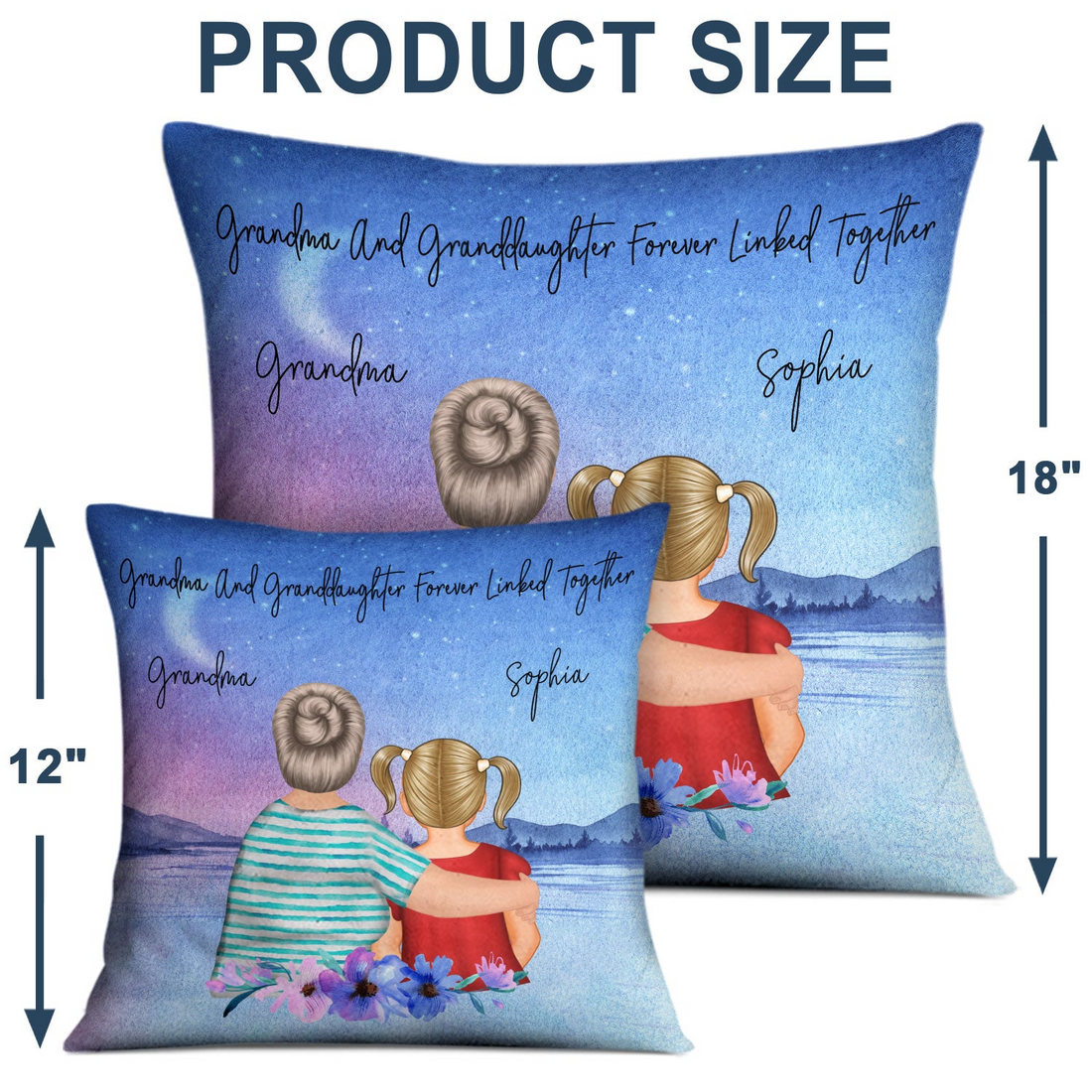 Personalized Mother & Daughter Forever Linked Together Watercolor Style pillow, alternate view 4