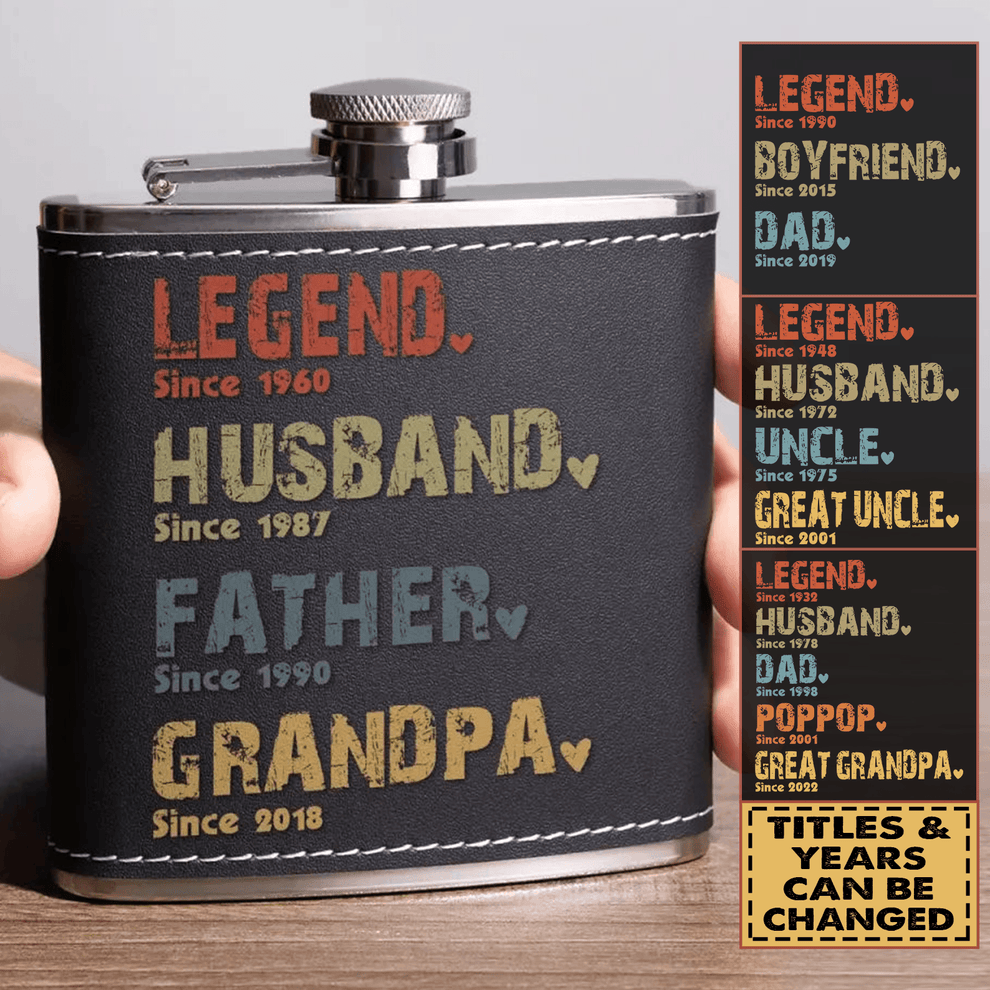 Personalized The Amazing Journey Of A Man hip flask, main view