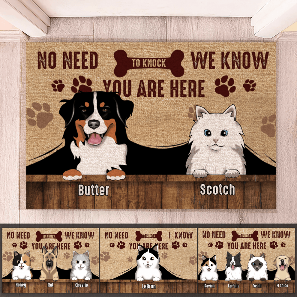 No need to knock We know you're here personalized doormat, main view