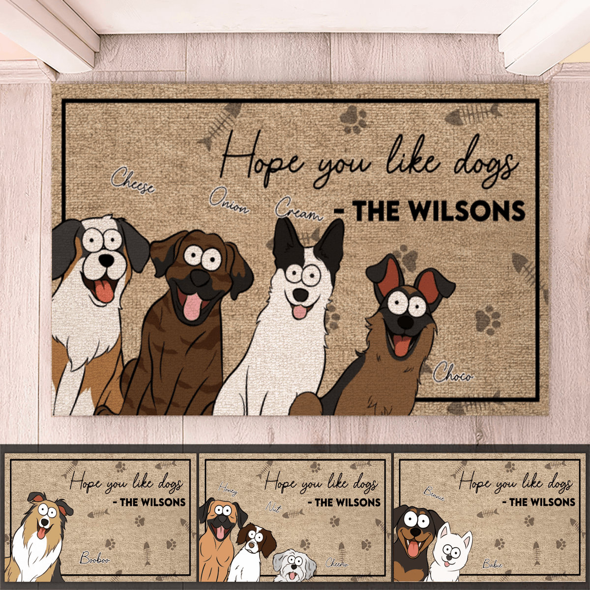 Hope You Like Dogs - Personalized Doormat - Birthday, Housewarming, Funny Gift for Homeowners, Friends, Dog Mom, Dog Dad, Dog Lovers, Pet Gifts for Him, Her - Suzitee Store