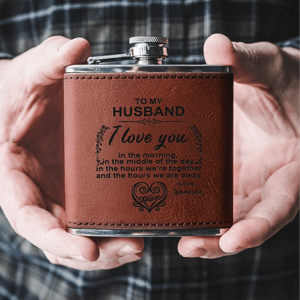 Personalized I Love You Poem hip flask, main view