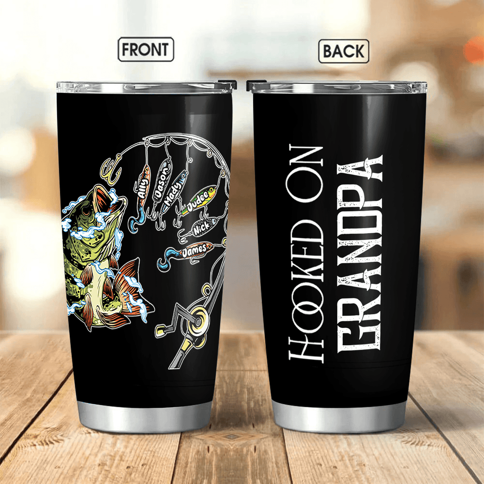 Personalized Hooked on Dad Fishing Dad Pun 20oz tumbler, main view