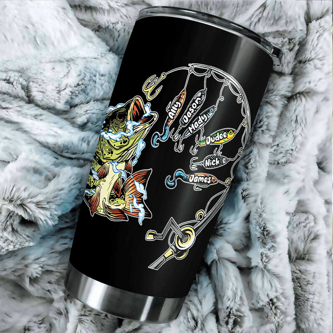 Personalized Hooked on Dad Fishing Dad Pun 20oz tumbler, alternate view 2