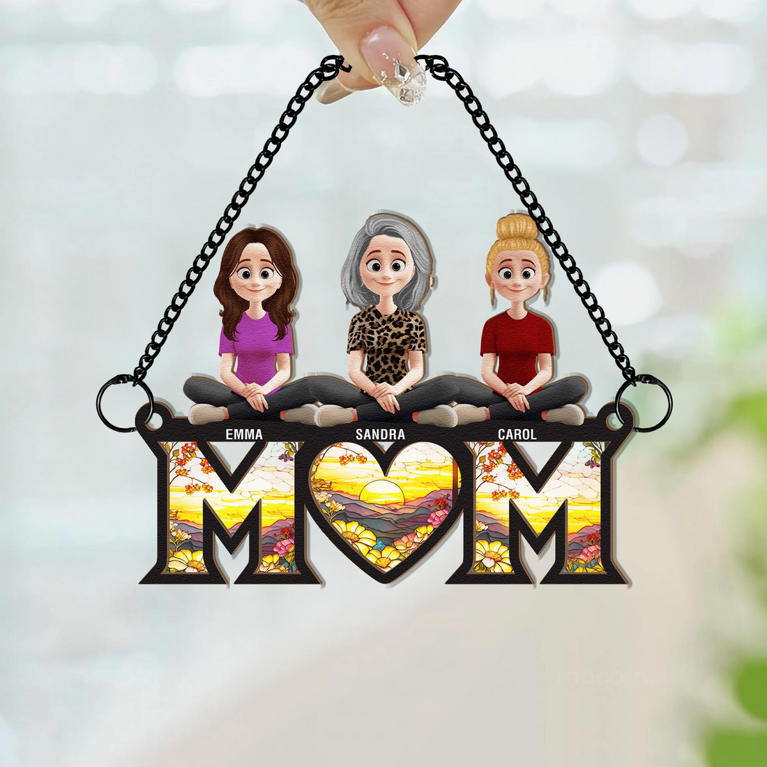 Mom Mother's Day Gift personalized suncatcher ornament, alternate view 2