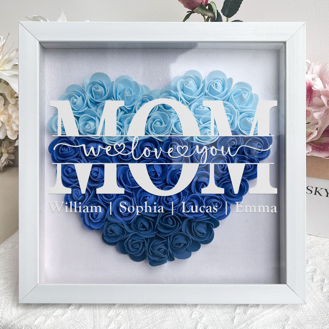 Personalized Mom We Love You flower shadow box, alternate view 2