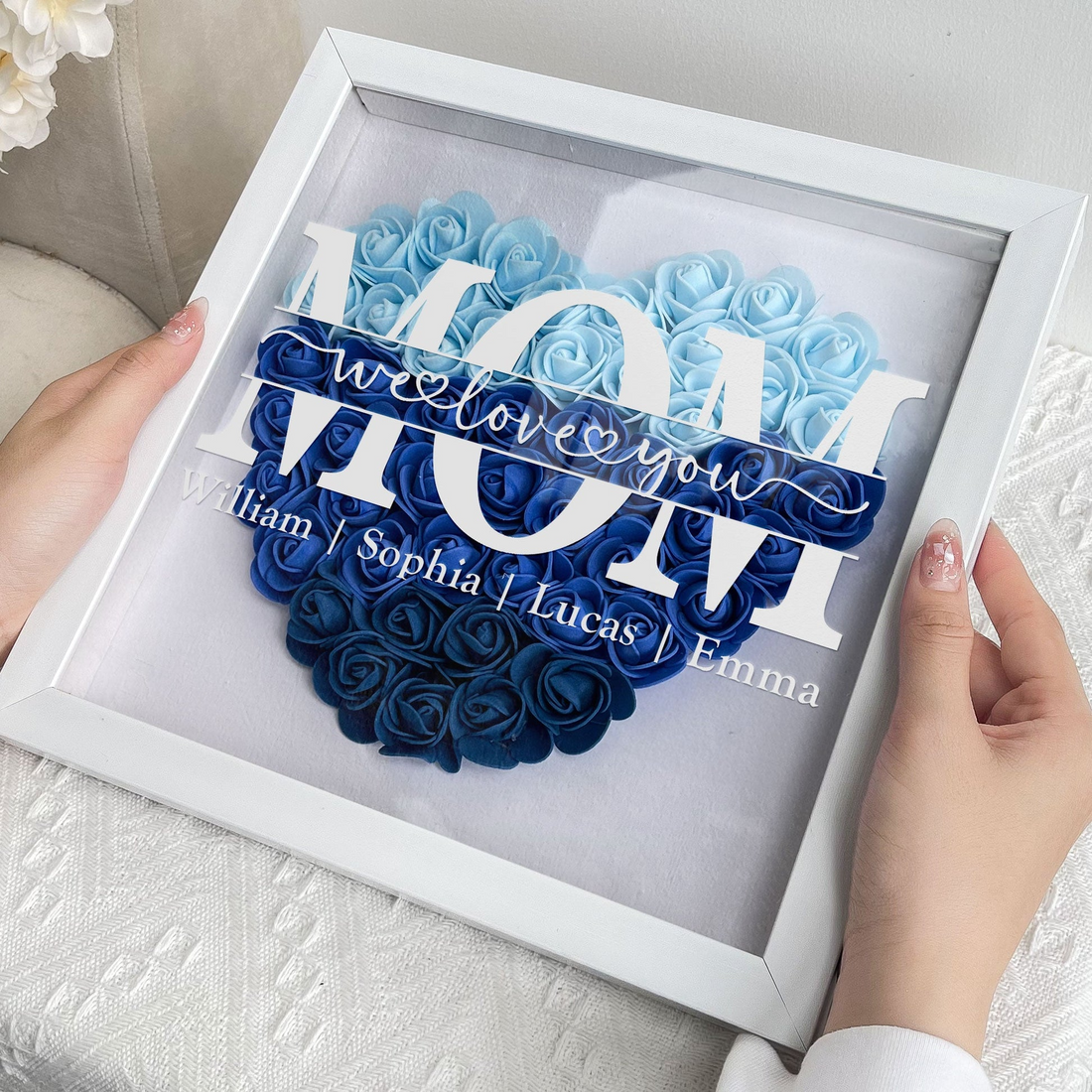 Personalized Mom We Love You flower shadow box, alternate view 5