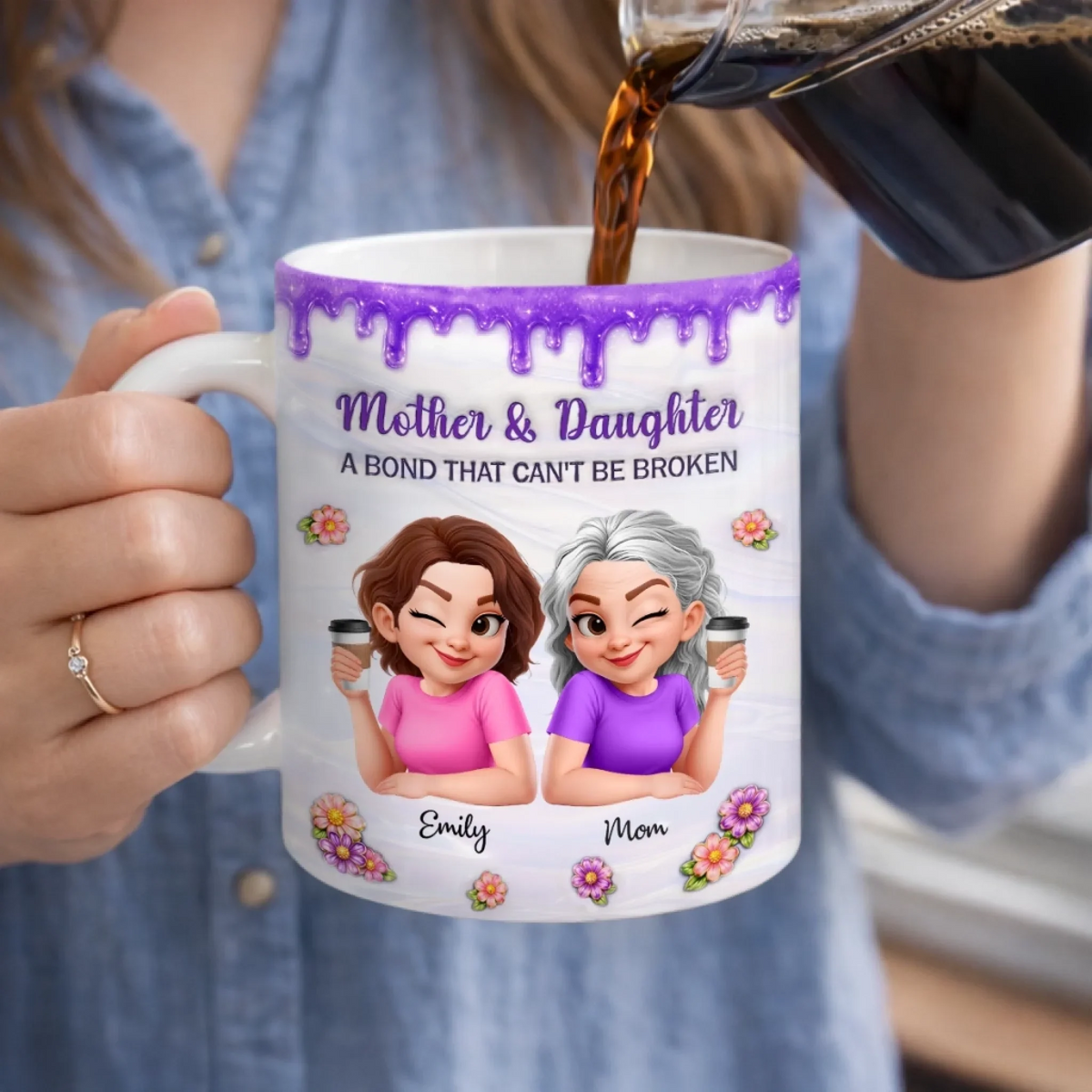 Mom And Daughter Forever - Personalized Custom 3D Inflated Effect Mug - Mother's Day Gift For Mom And Daughter
