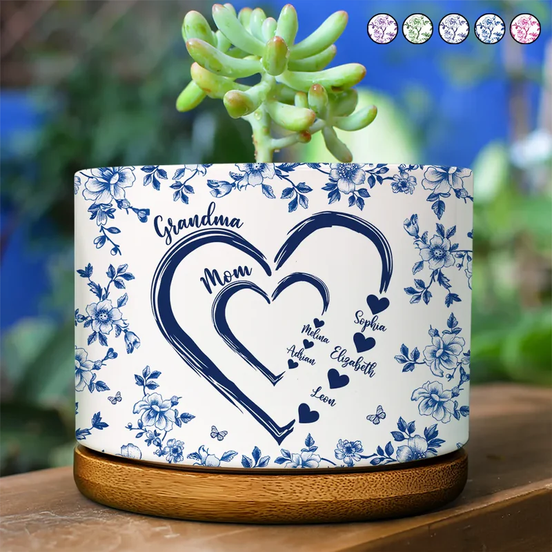 Mom Grandma Sweethearts - Personalized Ceramic Plant Pot - Gift For Mom, Grandma