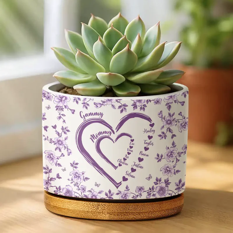 Mom Grandma Sweethearts - Personalized Ceramic Plant Pot - Gift For Mom, Grandma