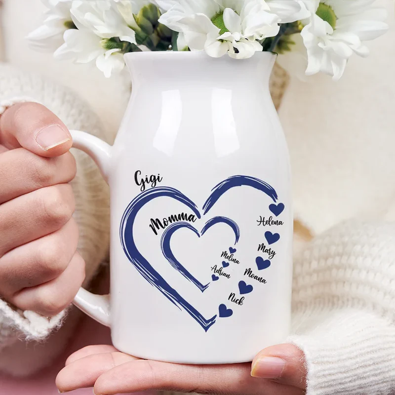 Mom Grandma Sweethearts - Personalized Ceramic Flower Vase - Mother's Day Gift For Mom, Grandma