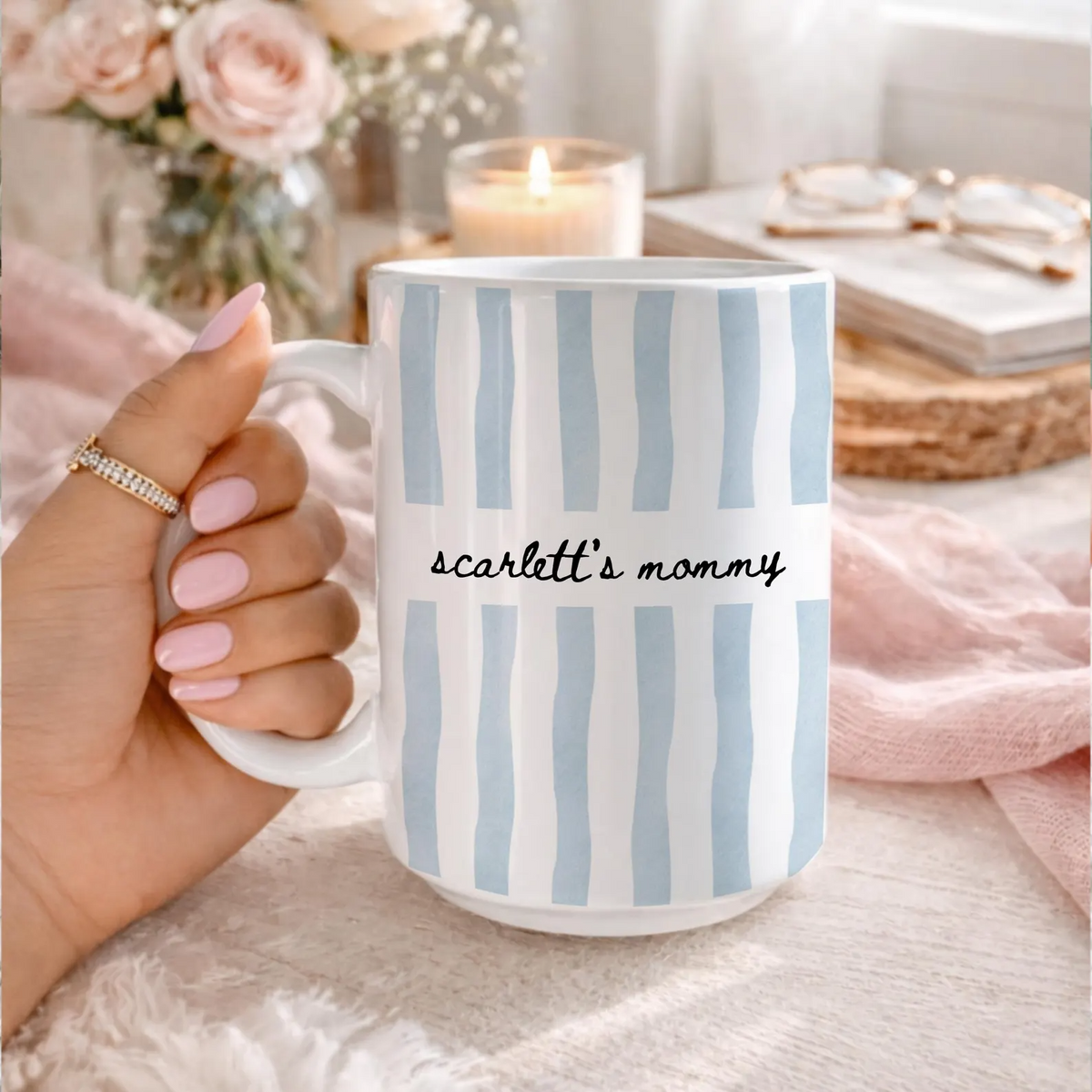 Kids Names Watercolor Mom Mug - Personalized Custom Mug - Mother's Day Gift For Mom, Grandma